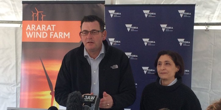 Premier Dan Andrews and Energy and Environment Minister Lily D'Ambrosio launching Victoria's renewable energy targets