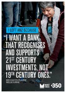 Climate Action Moreland member Bronwyn Plarre taking action during a Divestment Day